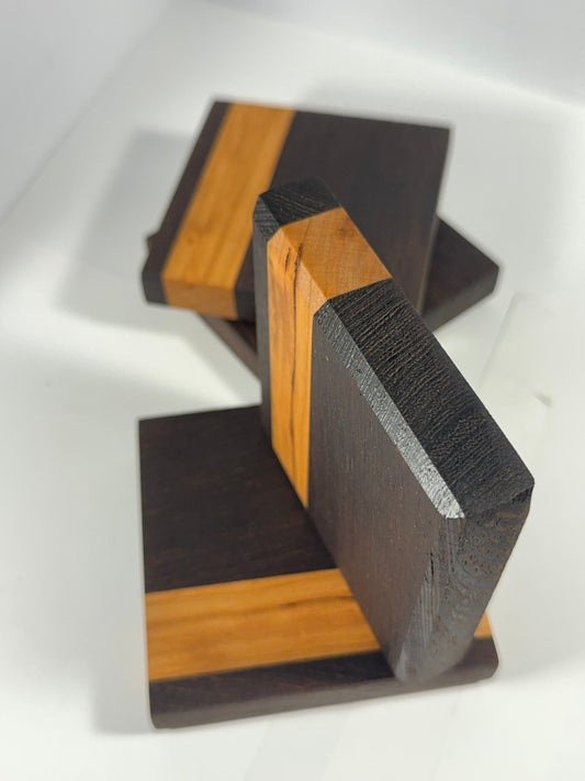 Wenge/Cherry Exotic Hardwood Coaster Set | wenge-cherry-exotic-hardwood-coaster-set | Lady and The Lineman