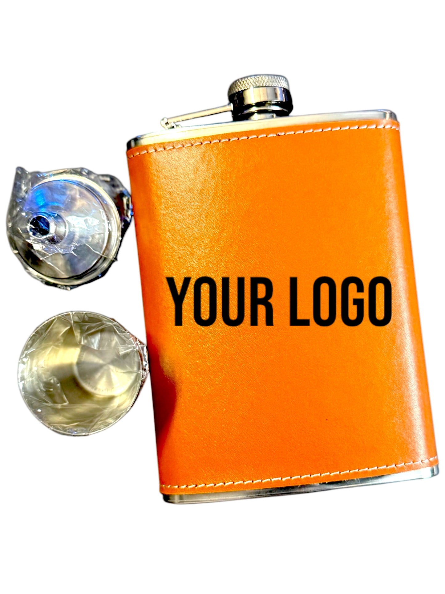 Premium Personalized Faux Leather Flask Set