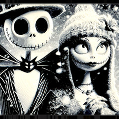 Jack & Sally Winter Wonderland – 9x9” HueForge 3D-Printed Textured Art