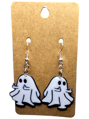 Sassy Ghost Earrings โ Flipping Off the Living Dangles