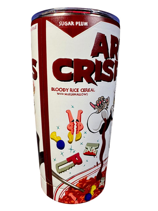 Art Crispies 20 ounce stainless steel horror tumbler side view