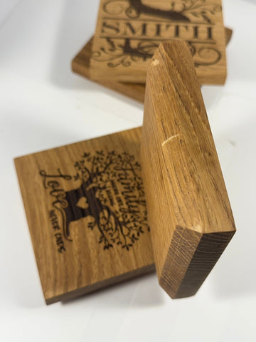 White Oak Hardwood Coasters | white-oak-hardwood-coasters | Lady and The Lineman