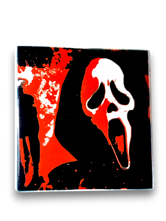 🔪 Ghostface Splatter Coaster – Red & Black