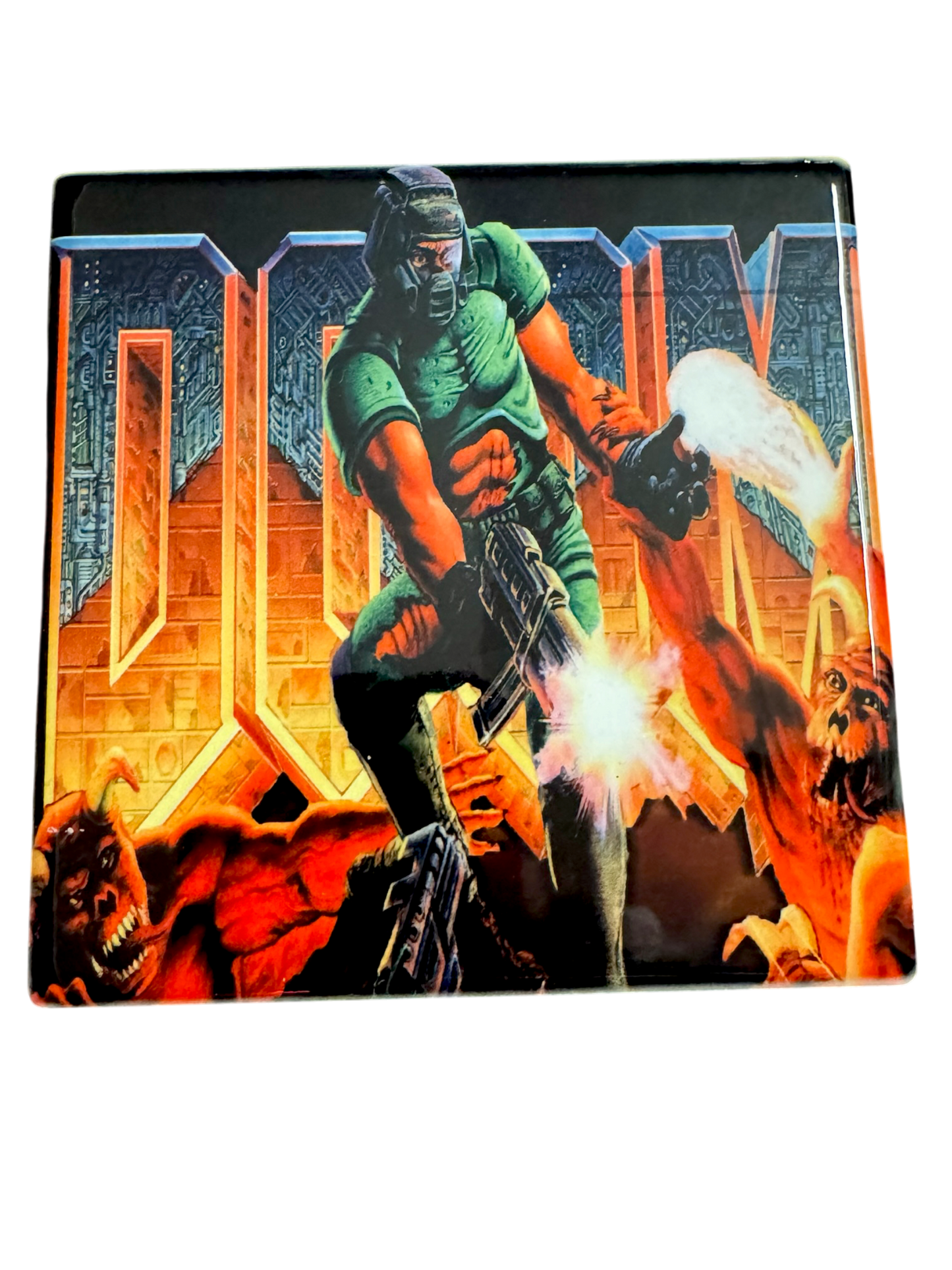 DOOM Retro Demon Shooter Ceramic Coaster