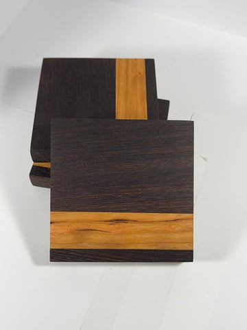 Wenge/Cherry Exotic Hardwood Coaster Set | wenge-cherry-exotic-hardwood-coaster-set | Lady and The Lineman