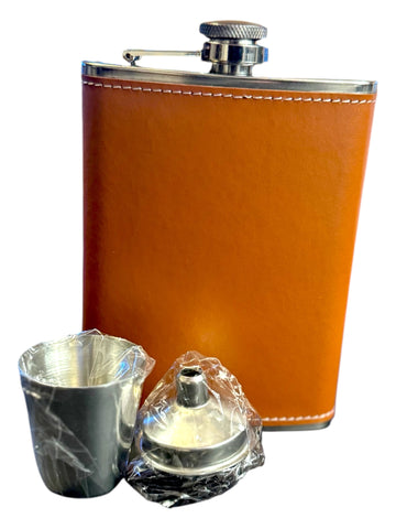 Premium Personalized Faux Leather  Flask Set