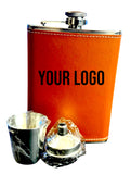 Premium Personalized Faux Leather  Flask Set