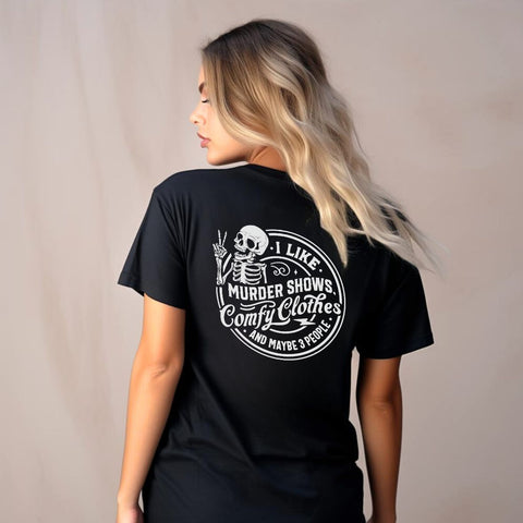 Murder Shows and Comfy Clothes Tee | murder-shows-and-comfy-clothes-tee | Lady and The Lineman