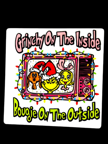 Grinchy Bougie Holiday Ceramic Coaster