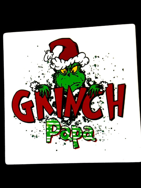 Grinch Papa Holiday Ceramic Coaster