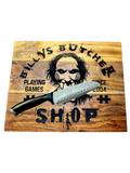 🪓 Billy’s Butcher Shop Acacia Cutting Board – Horror-Inspired Kitchen Decor