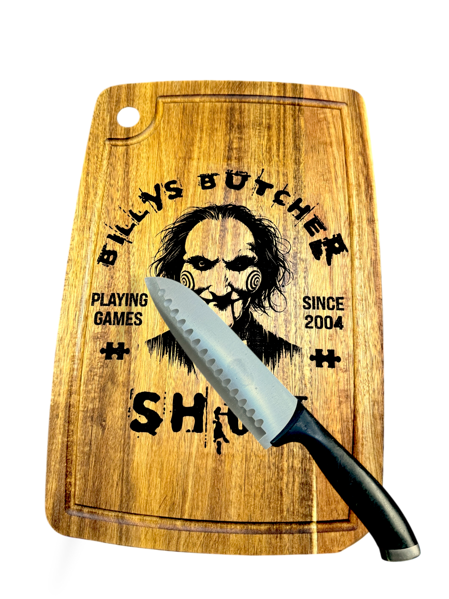 🪓 Billy’s Butcher Shop Acacia Cutting Board w/ Juice Groove – 14.5" x 10"