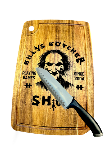 🪓 Billy’s Butcher Shop Acacia Cutting Board w/ Juice Groove – 14.5" x 10"