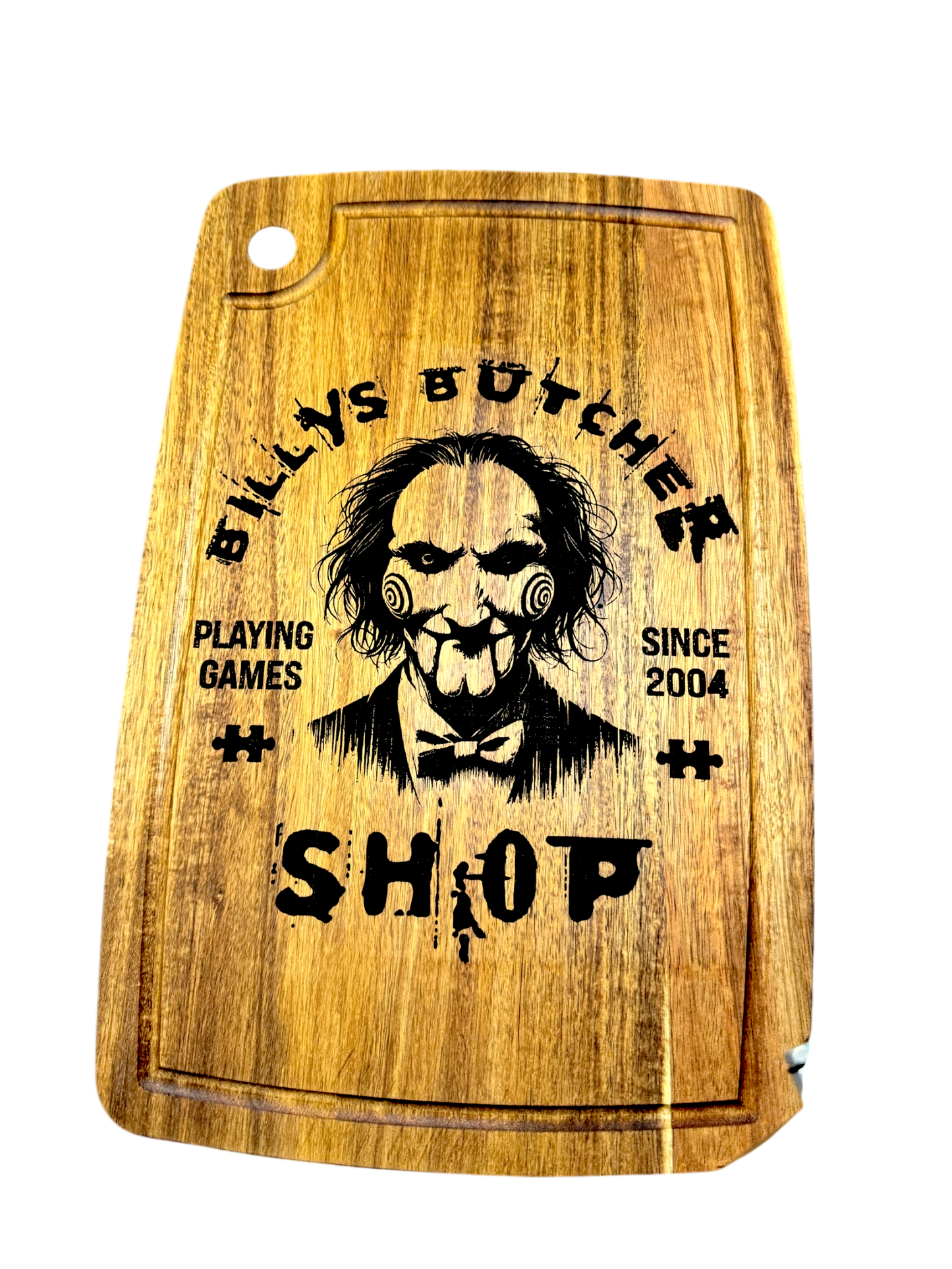 🪓 Billy’s Butcher Shop Acacia Cutting Board w/ Juice Groove – 14.5" x 10"