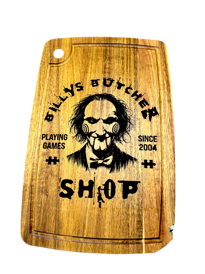 🪓 Billy’s Butcher Shop Acacia Cutting Board w/ Juice Groove – 14.5" x 10"