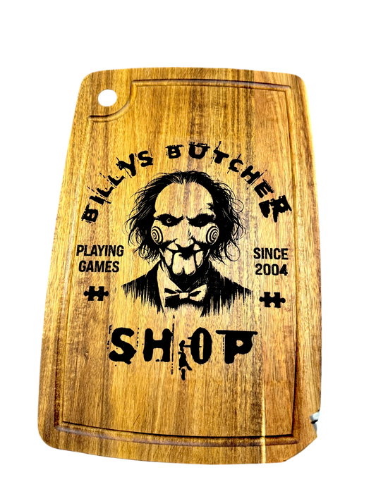🪓 Billy’s Butcher Shop Acacia Cutting Board w/ Juice Groove – 14.5" x 10"