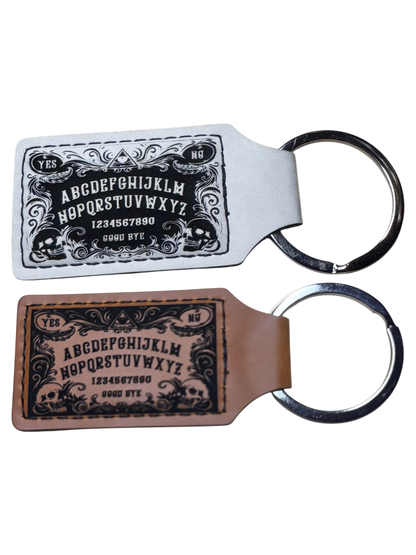 Ouija Board Keychain – Glow-in-the-Dark or Vintage Brown Leatherette