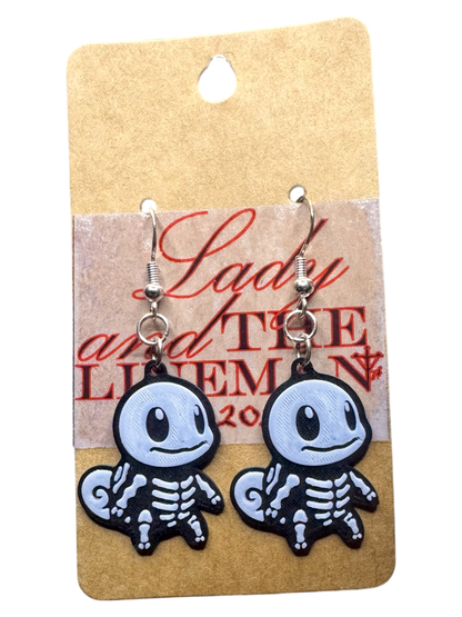 Skeleton Squirtle-Inspired Earrings – Spooky Pokémon Fan Jewelry