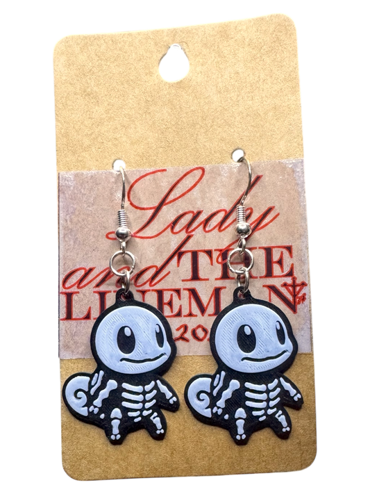 Skeleton Squirtle-Inspired Earrings – Spooky Pokémon Fan Jewelry