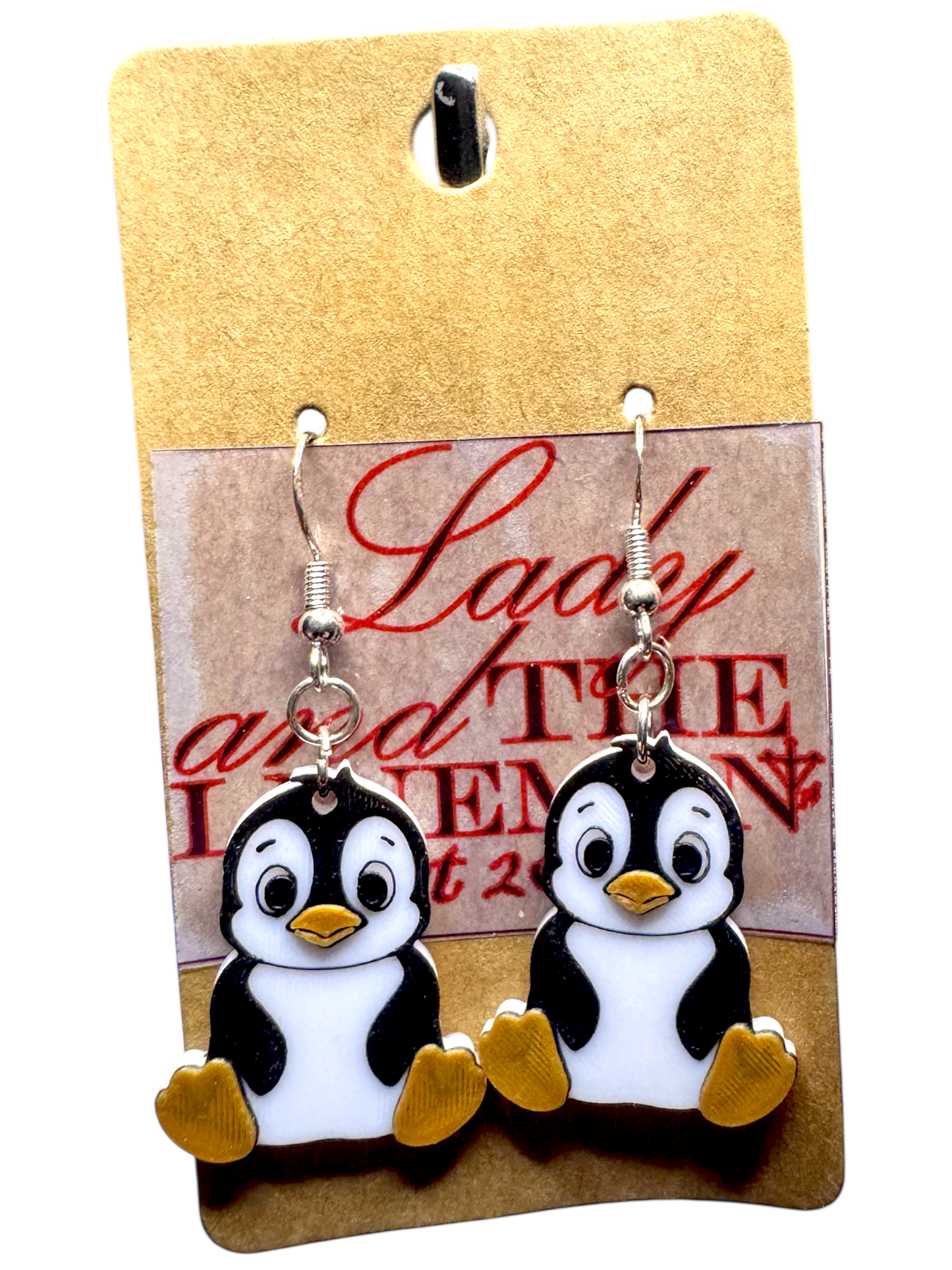Cute Penguin Earrings – Handmade Winter Animal Dangles