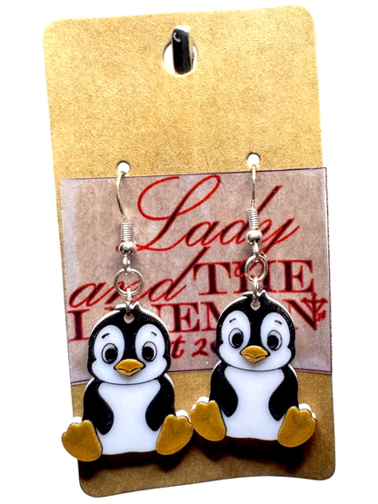 Cute Penguin Earrings – Handmade Winter Animal Dangles
