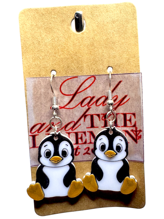Cute Penguin Earrings – Handmade Winter Animal Dangles
