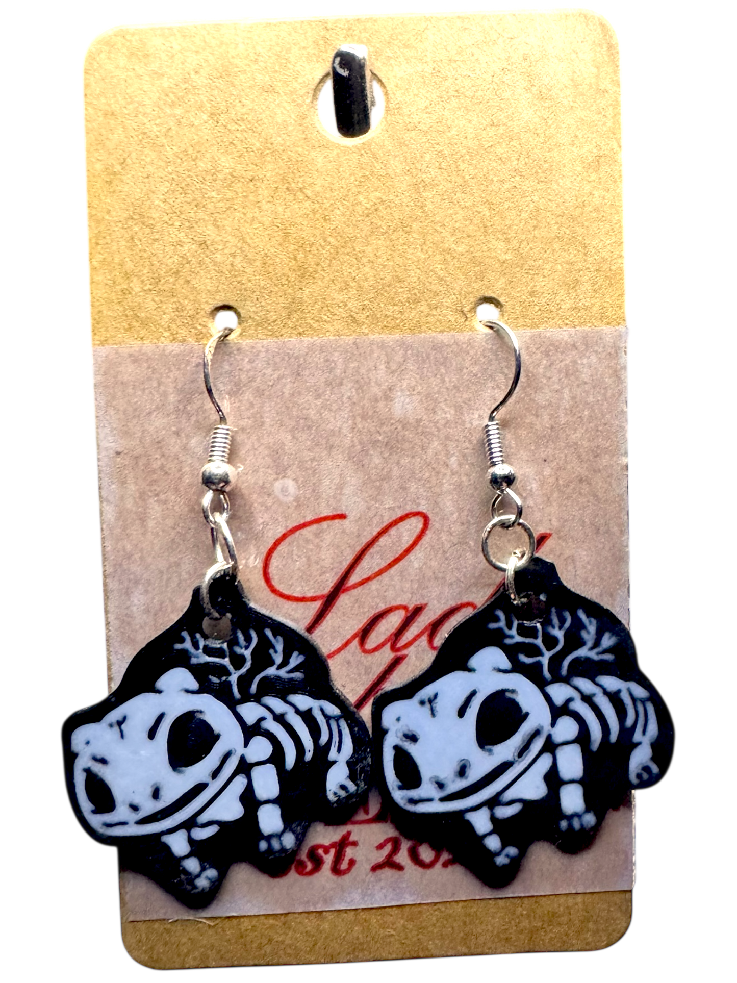 Skeleton Bulbasaur-Inspired Earrings – Spooky Pokémon Fan Jewelry