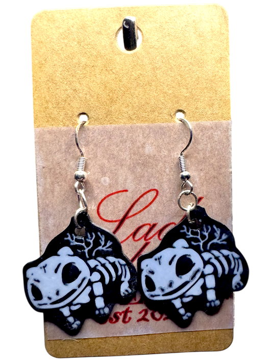 Skeleton Bulbasaur-Inspired Earrings – Spooky Pokémon Fan Jewelry