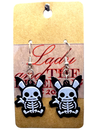 Skeleton Pikachu-Inspired Earrings – Spooky Pokémon Fan Jewelry