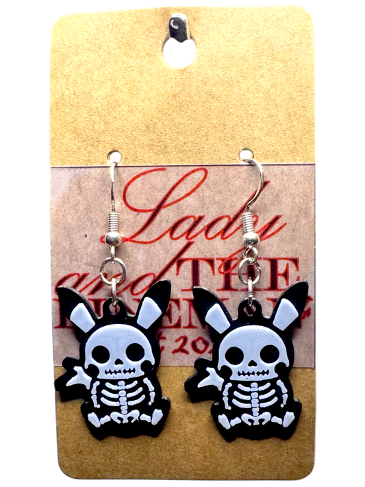 Skeleton Pikachu-Inspired Earrings – Spooky Pokémon Fan Jewelry