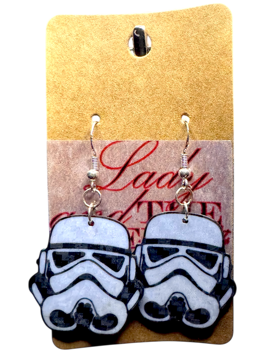 Stormtrooper-Inspired Helmet Earrings – Handmade Galactic Fandom Jewelry