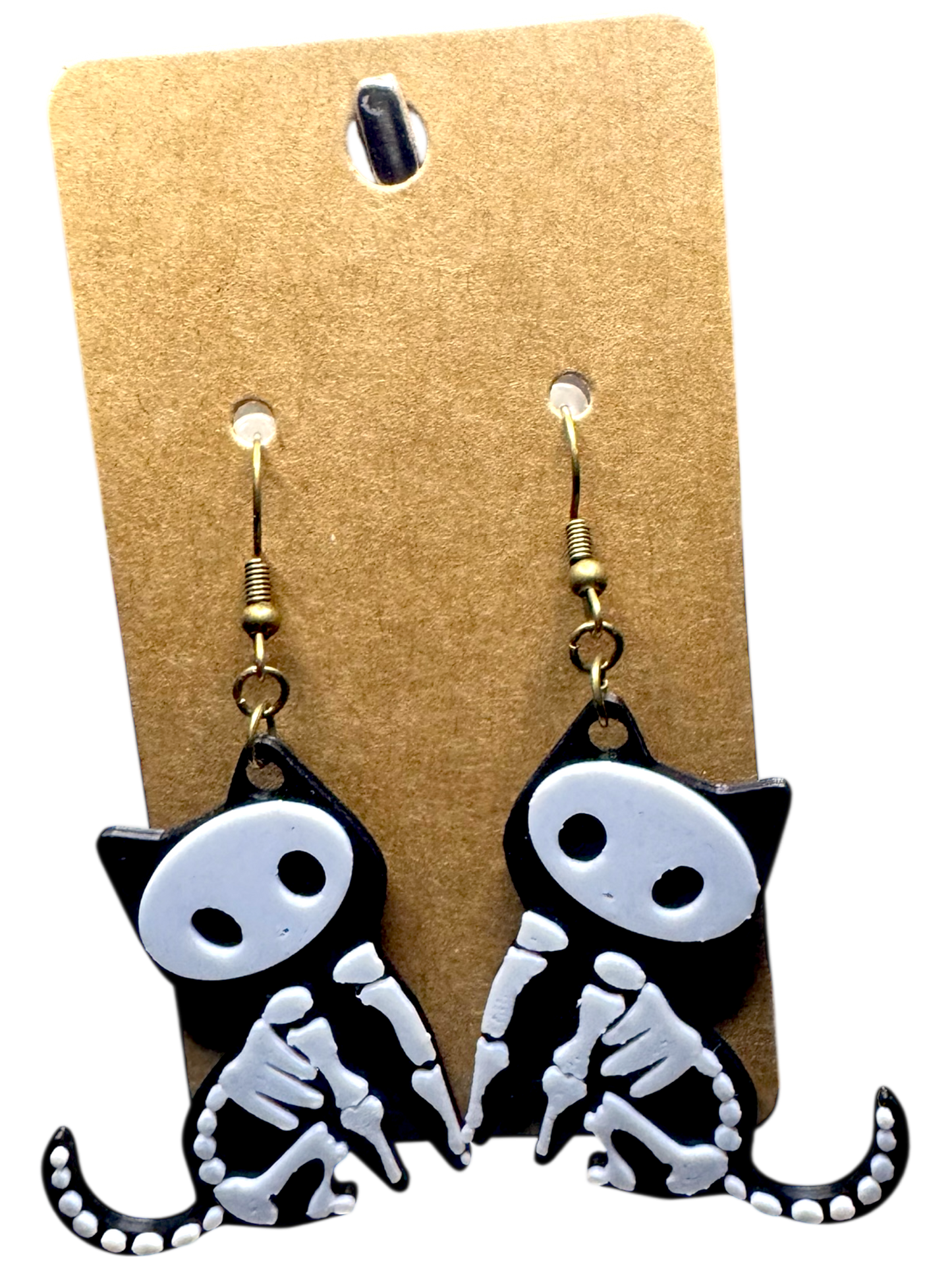 Skeleton Cat Earrings – Gothic Pet Lover Dangles