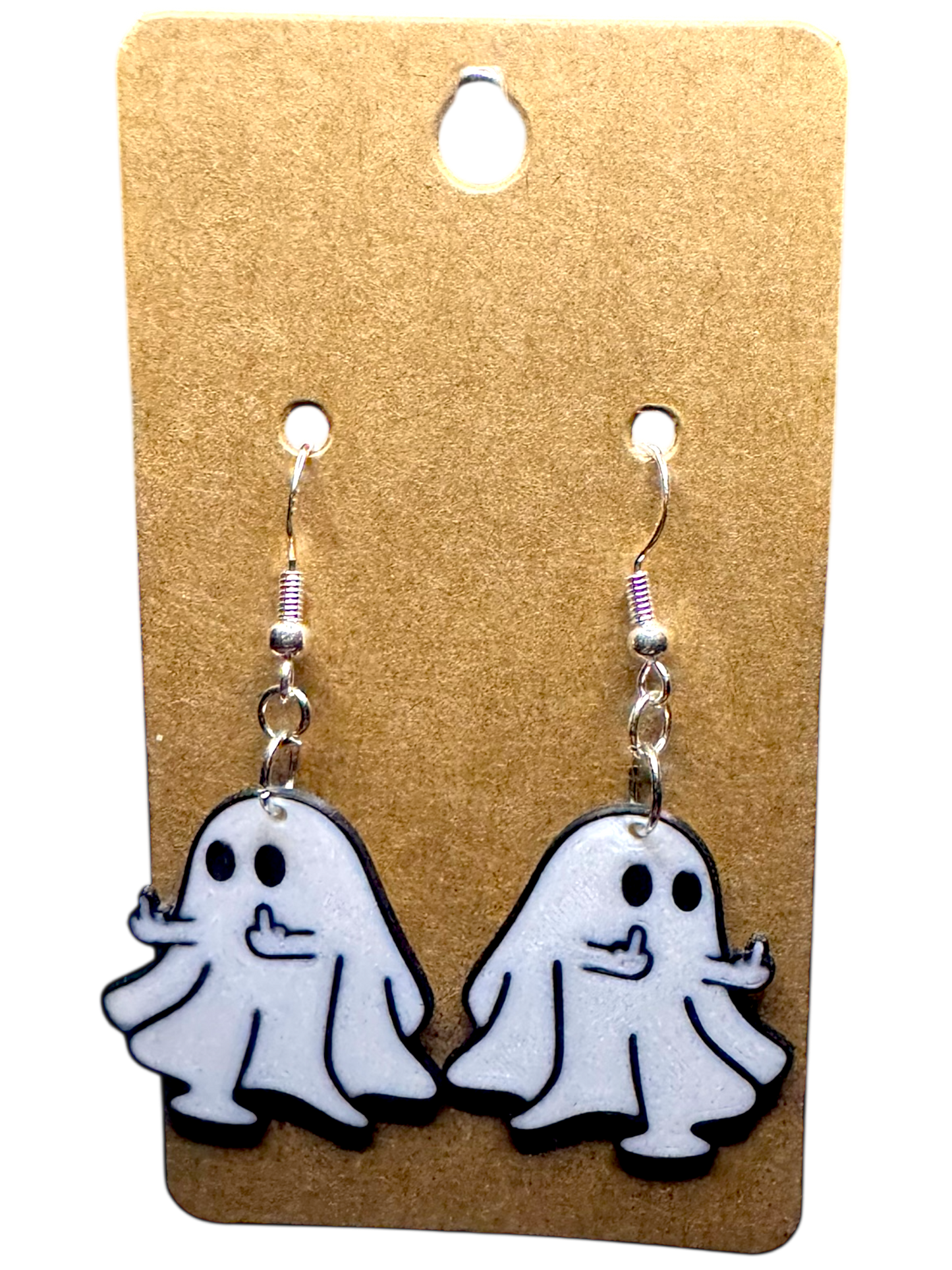 Sassy Ghost Earrings – Flipping Off the Living Dangles