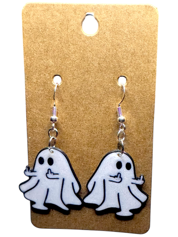 Sassy Ghost Earrings – Flipping Off the Living Dangles