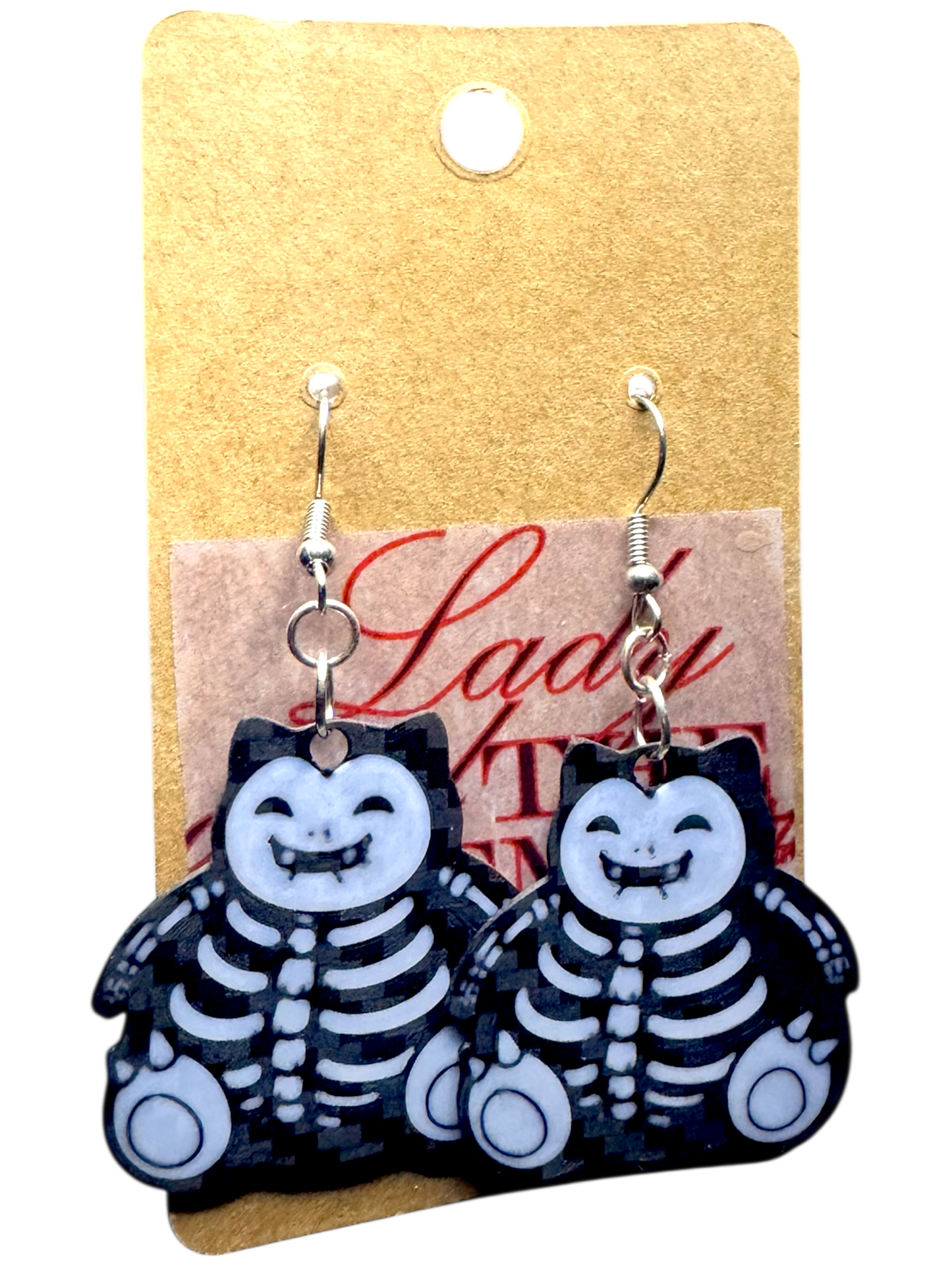 Skeleton Snorlax Earrings – Spooky Pokémon-Inspired Dangles