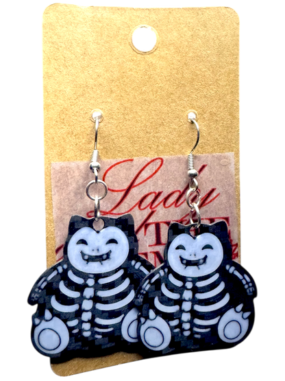 Skeleton Snorlax Earrings – Spooky Pokémon-Inspired Dangles