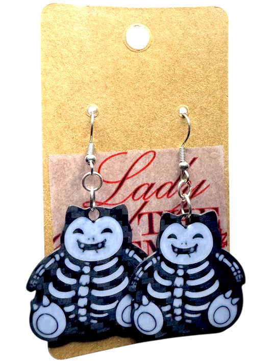 Skeleton Snorlax Earrings – Spooky Pokémon-Inspired Dangles