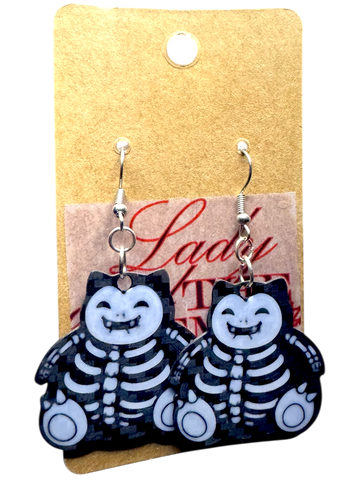 Skeleton Snorlax Earrings – Spooky Pokémon-Inspired Dangles