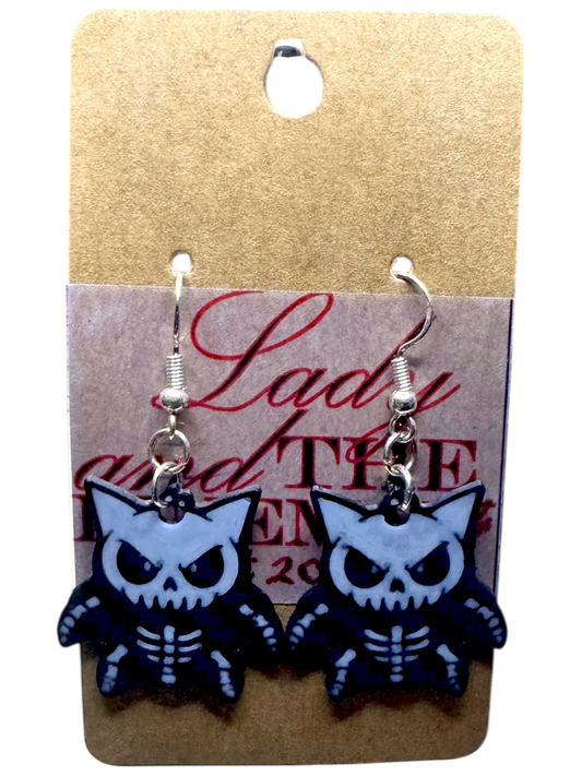 Gengar-Inspired Skeleton Earrings – Spooky Pokémon Fan Jewelry