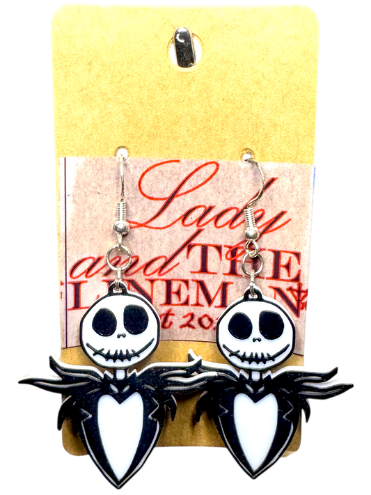 Jack Skellington-Inspired Dangle Earrings – Handmade Halloween Statement Jewelry