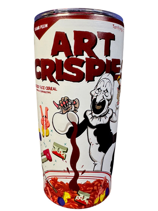 Art Crispies 20 ounce stainless steel horror tumbler front view