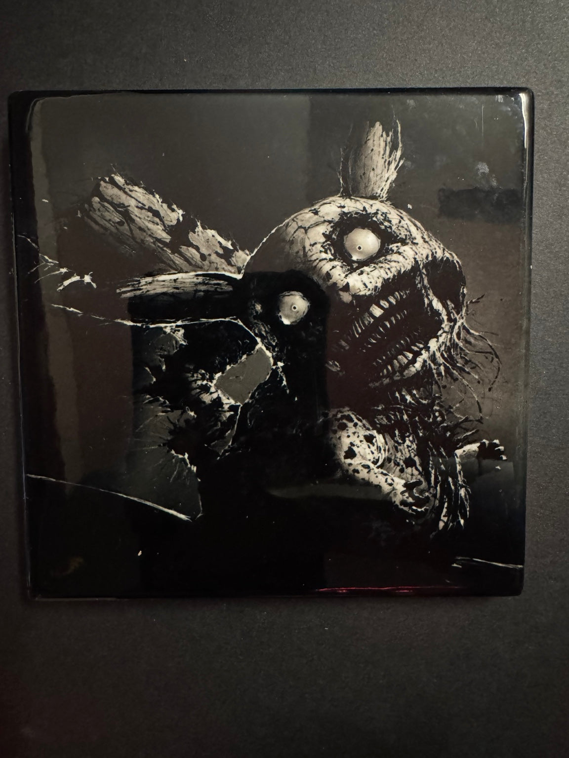 Gotta Rot ’Em All zombie electric creature ceramic horror coaster