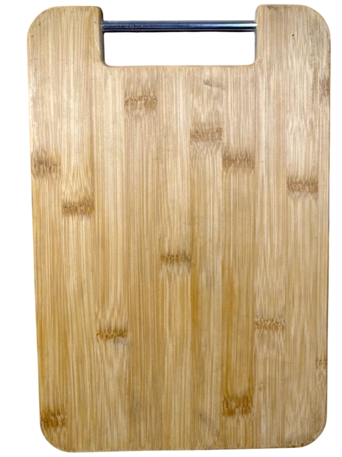 Back of Leatherface Texas Barbecue 9 by 12 bamboo cutting board
