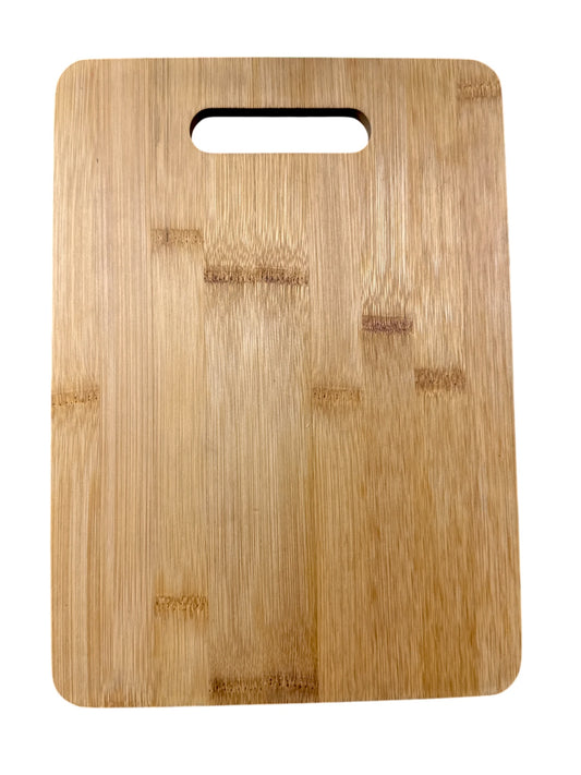 Back of 9 by 12 bamboo Michael Myers cutting board