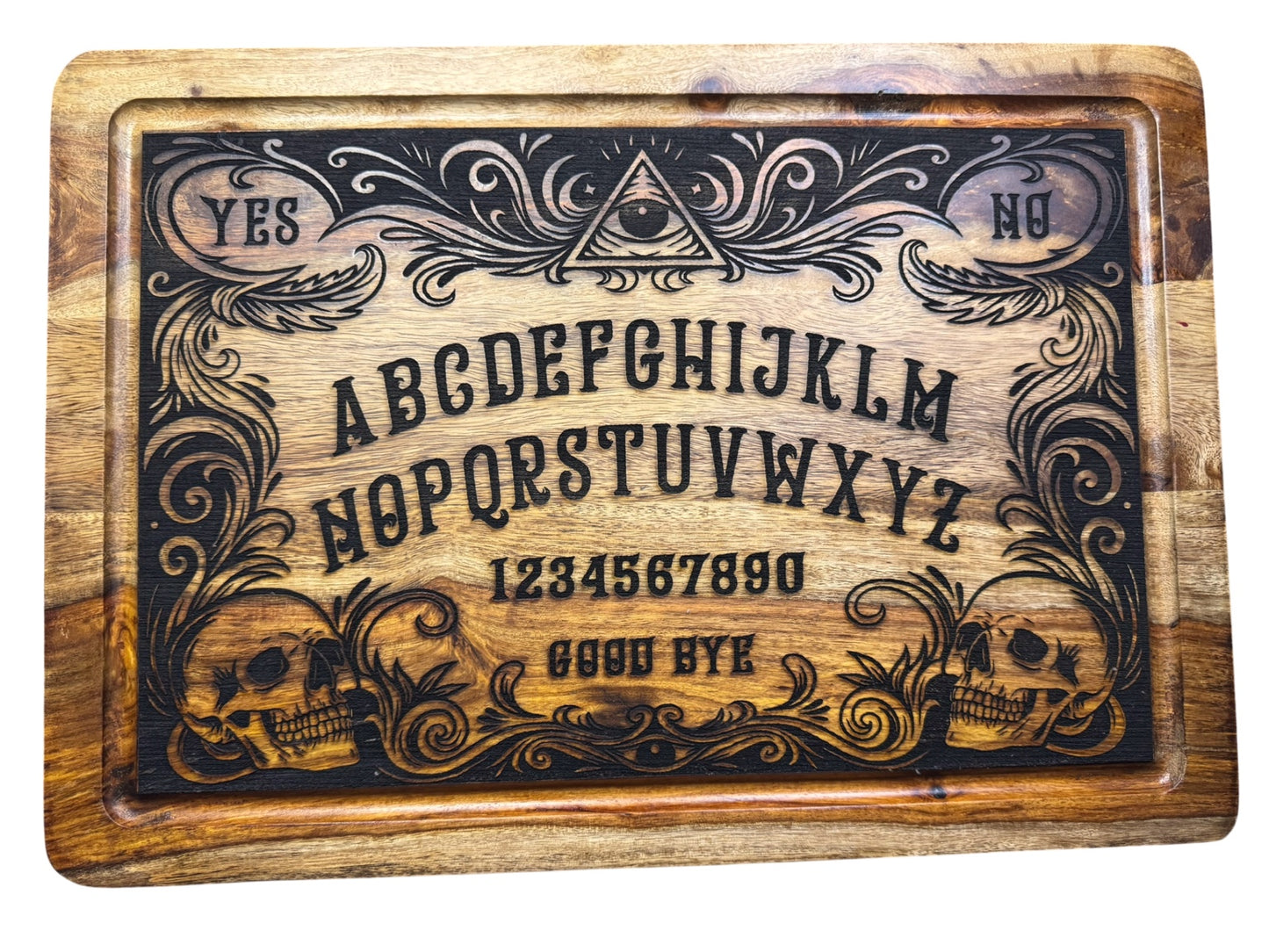 12 by 17 inch engraved acacia Ouija inspired spirit board