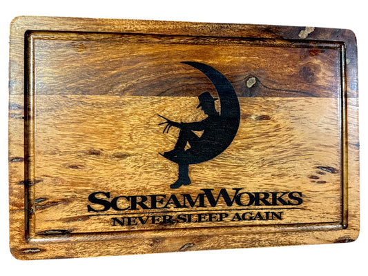 ScreamWorks Freddy Krueger inspired laser engraved acacia cutting board