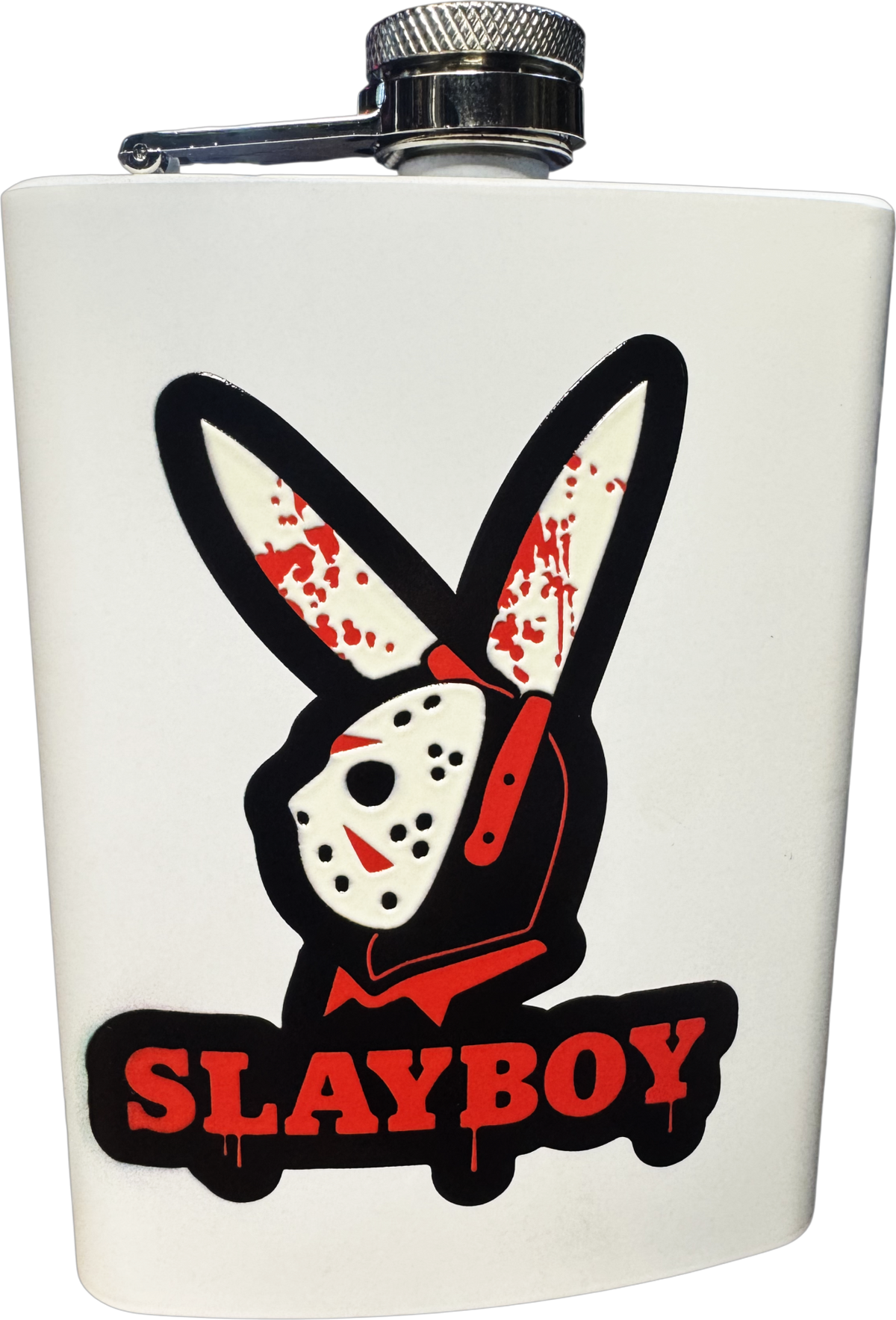 Slayboy stainless steel horror flask artwork detail